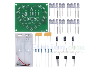 DIY Kit Heart-shaped Flashing Lamp 18pcs RGB LED Analog Circuit Electronic Soldering Practice Kits